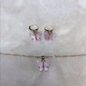 Butterfly Earrings AND Necklace